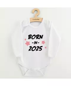 Babyromper - Witte longsleeve - BORN IN 2025 - 100% katoen