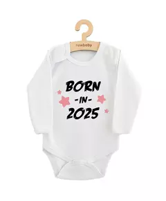 Babyromper - Witte longsleeve - BORN IN 2025 - 100% katoen