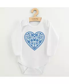 Babyromper - Folk patroon - Blauw hart - 100% katoen - Baby kleding