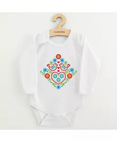 Baby Bodysuit - Folk Pattern - Vogels - Bloemen - Lange Mouwen