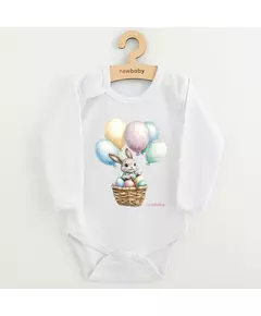 Baby bodysuit - konijn - ballonnen - lange mouwen - 100% katoen