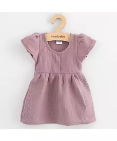 Baby jurk - Katoen - Lila - Katoen - Korte pofmouwen - Ronde halslijn