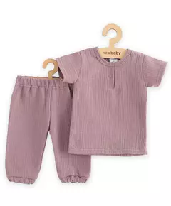 Kinderkleding - 2-delige katoen set - T-shirt met knoopsluiting