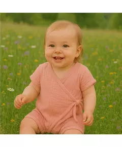 Baby Kleding - Roze Katoen Romper - Korte Mouwen - OEKO-TEX Gecertificeerd