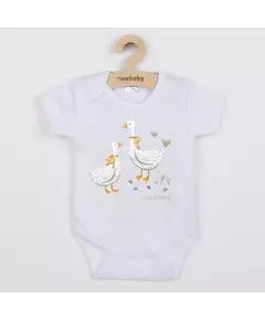 Baby romper - korte mouwen - 100% katoen - originele print met ganzen