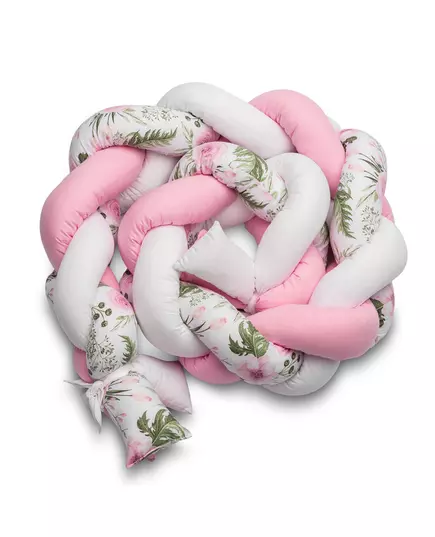 Gevlochten Wieg Bumper Roze Bloemen