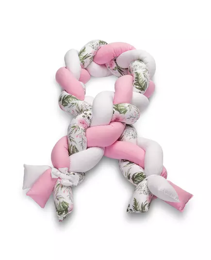 Gevlochten Wieg Bumper Roze Bloemen