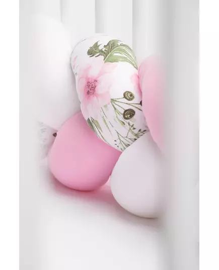 Gevlochten Wieg Bumper Roze Bloemen