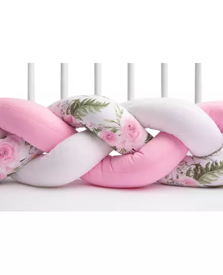 Gevlochten Wieg Bumper Roze Bloemen