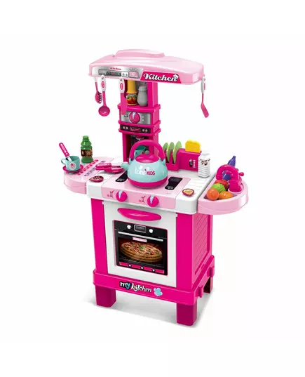 Roze en Witte Speelgoedkeuken met Theeset en Gereedschap