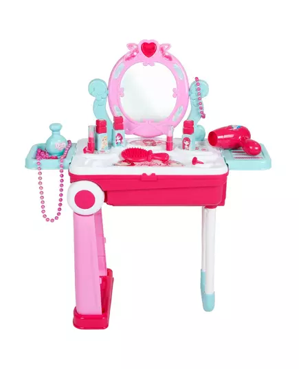 Roze Kinderkaptafel met Spiegel en Make-up Accessoires