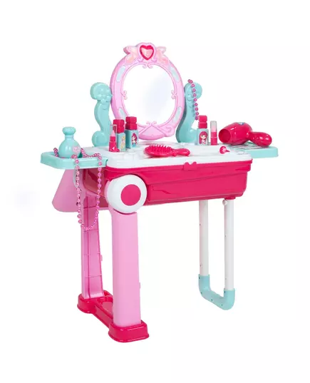 Roze Kinderkaptafel met Spiegel en Make-up Accessoires