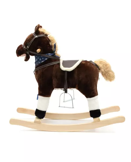 Schommelpaard Pluchen Bruin met Sterren - Houten Basis