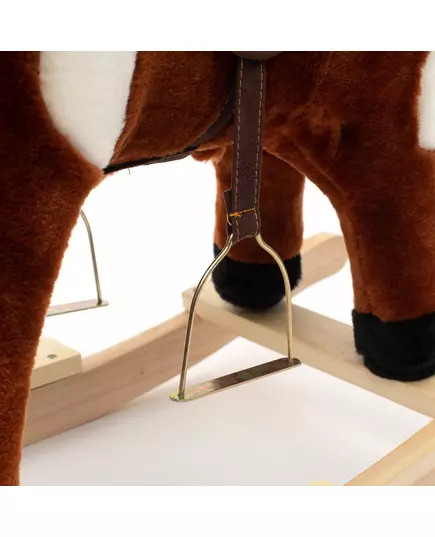 Schommelpaard Bruin-Wit Pluche met Zadel en Teugels