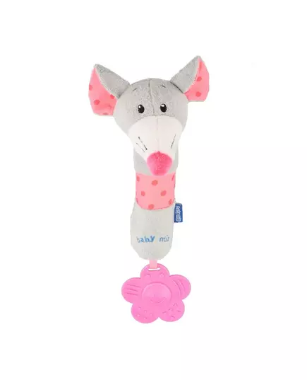 Grijze Muis met Bijtring & Pieper - Baby Knuffel