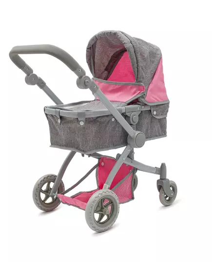 Poppenwagen 2-in-1 mGrijs et Roze Accenten