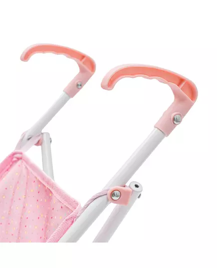 Vouwbare Roze Poppenbuggy met Stippen - Lichtgewicht