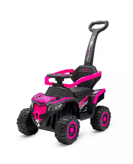 Kinderauto Quad Zwart Roze met Duwstang