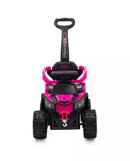 Kinderauto Quad Zwart Roze met Duwstang