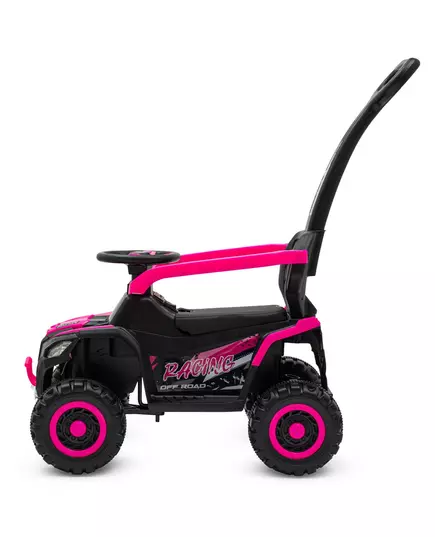 Kinderauto Quad Zwart Roze met Duwstang