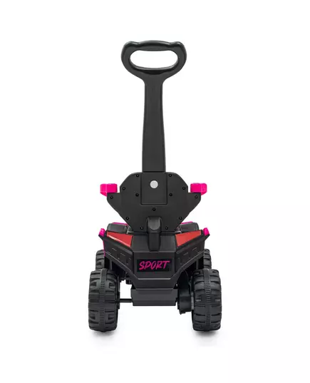 Kinderauto Quad Zwart Roze met Duwstang