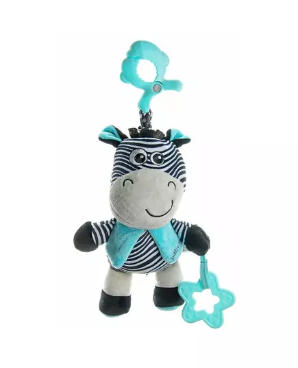 Zebra knuffel met bijtspeeltje en clip - Educatief