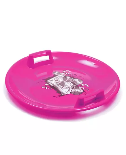 Felroze sneeuwslee met handgrepen en vrolijk design