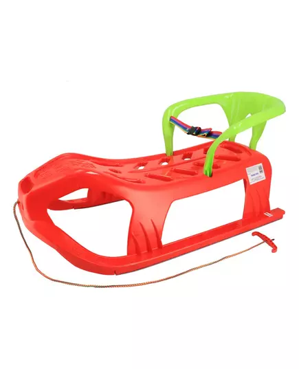 Rode Sneeuwslee met Rugleuning en Veiligheidsriem