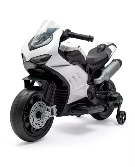Elektrische motorfiets - Wit met zwart - Steunwielen
