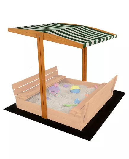 Houten zandbak 120x120 cm Groen/Wit met luifel - Buiten