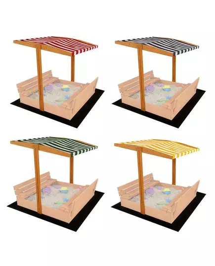 Houten zandbak 120x120 cm Groen/Wit met luifel - Buiten