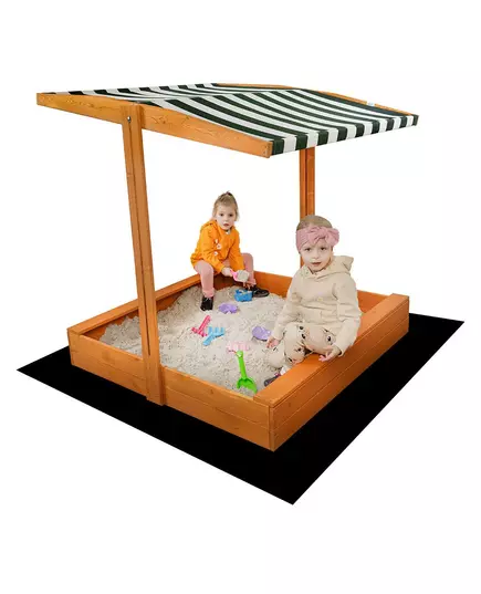 Houten zandbak 120x120 cm Groen/Wit met luifel - Buiten