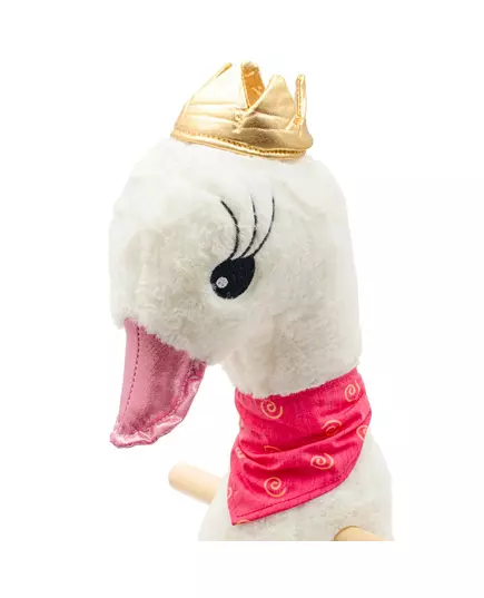 Schommelstoel Zwaan - Pluchen Roze - Goudkleurige Kroon