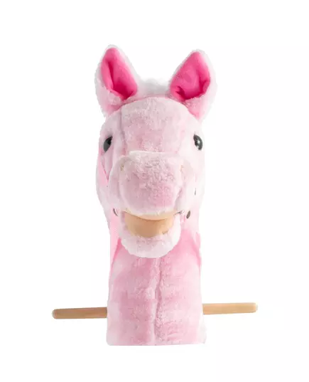 Rosie Pluche Roze Stokpaard met Wielen en Geluid