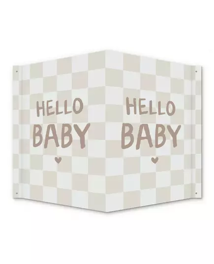 Geboortebord Hello Baby - Beige Raambord - Makelaarsbord