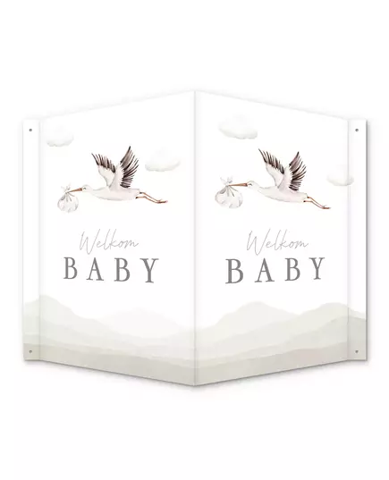 Raambord Welkom Baby Ooievaar – Geboorteaankondiging