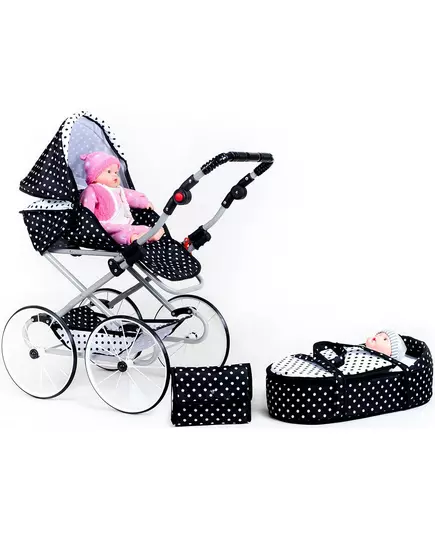 2-in-1 Kinderwagen voor Poppen - Retro zwart-wit
