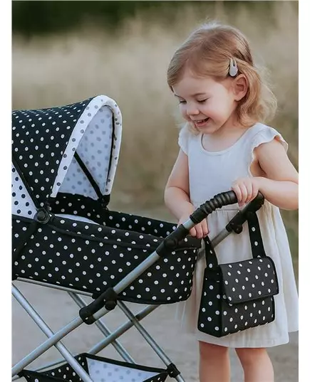 2-in-1 Kinderwagen voor Poppen - Retro zwart-wit