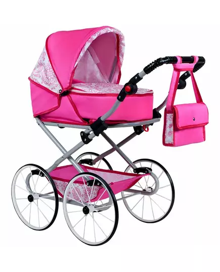 Poppenwagen 2-in-1 Retro Roze Lichtgewicht Metalen Frame
