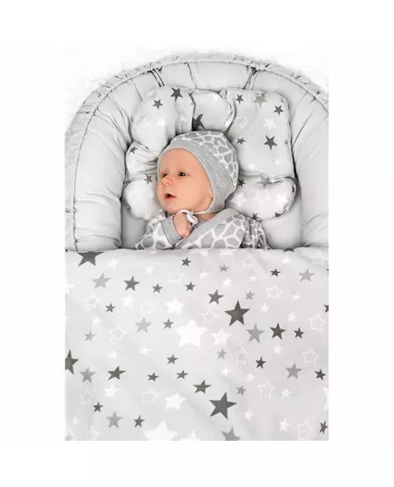 Luxe Babynestje Sterrenpatroon Grijs met Dekentje