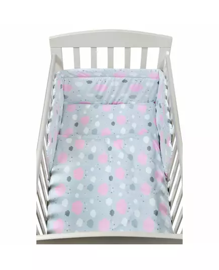 3-delige Beddenset 90x120 cm - Roze, Grijs, Wit