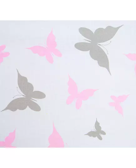 3-delige ledikantset - Katoen - Roze/grijze vlinders