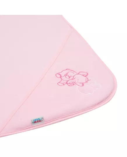 Roze geborduurde babyhanddoek met capuchon 100x100 cm