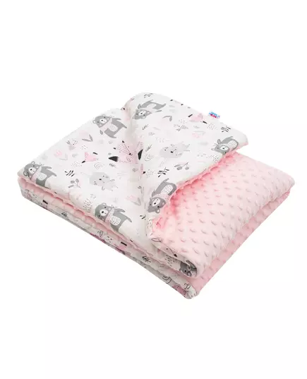 Babydeken Minky/Katoen - Schattige Dieren - 80x102 cm