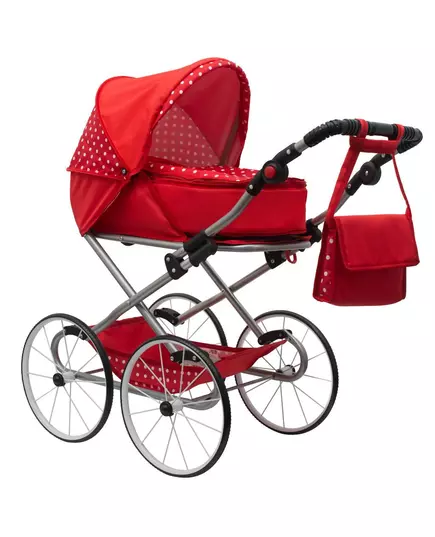 2-in-1 Poppenwagen - Rood met stippen - Hoogwaardig