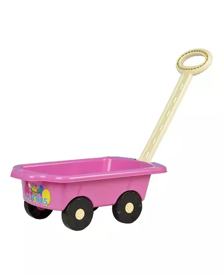 Roze speelgoed bolderkar 45 cm met trekstang