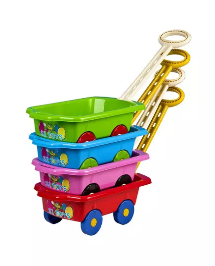 Roze speelgoed bolderkar 45 cm met trekstang