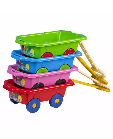 Roze speelgoed bolderkar 45 cm met trekstang