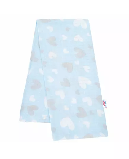 Hydrofiele Doek Lichtblauw met Hartjes Print 100% Katoen