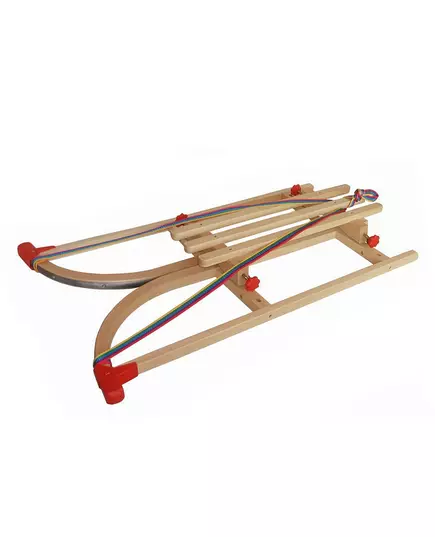 Opvouwbare houten slee 100 cm met trekkoord en glijders